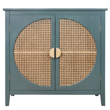 2 Doors Cabinet With Natural Rattan Weaving-1