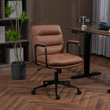 Mid Back PU Leather Home Office Chair-1