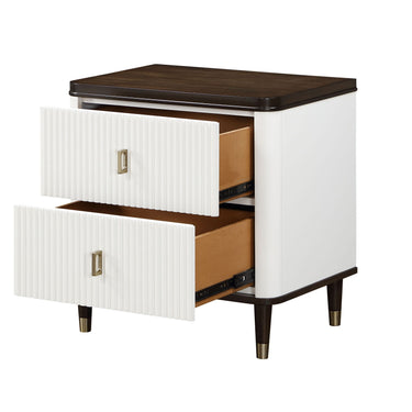 Nightstand With USB, White & Brown Finish-1