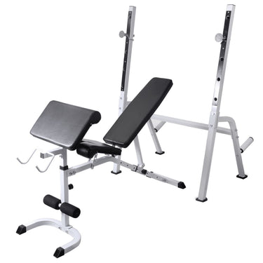 vidaXL Workout Bench with Weight Rack, Barbell and Dumbbell Set 198.4 lb-0