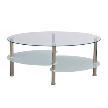 vidaXL Metal Frame Glass Tabletop Coffee Side Table Living Room White/Black-1