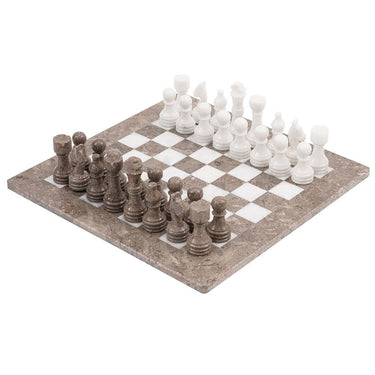 Grey Oceanic and White 15 Inches High Quality Marble Chess Set-1
