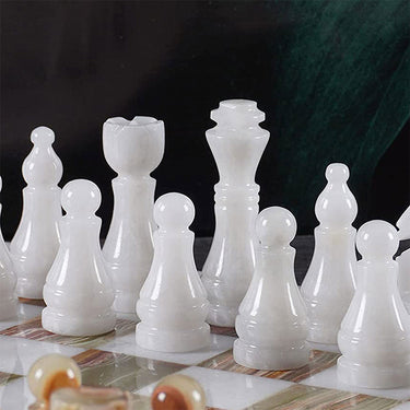 White and Green Premium Quality Chess pieces-1