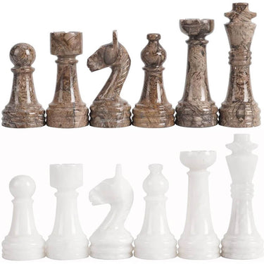 Marble Oceanic and White Chess Pieces-0