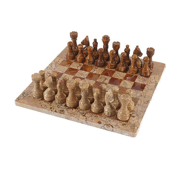 Coral and Red 12 Inches Premium Quality Marble Chess Set-1