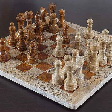 Coral and Red 12 Inches Premium Quality Marble Chess Set-0