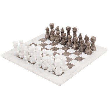 White and Grey Oceanic 15 Inches High Quality Marble Chess Set-1
