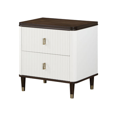 Nightstand With USB, White & Brown Finish-0