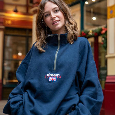 1-4 Zip Sweatshirt In Navy With Dream Sports Embroidery-0