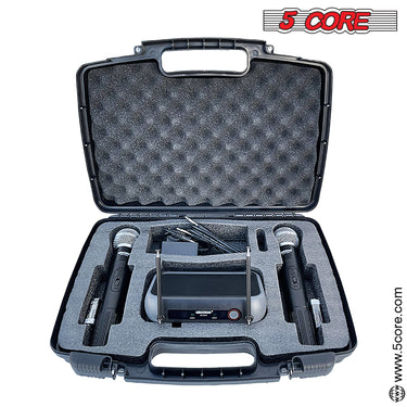 5 Core Professional Wireless Microphone System Dual w/ Case easy portability, 200FT Range 2 Handheld Dynamic Cordless Mics - WM 5CPGVX-1