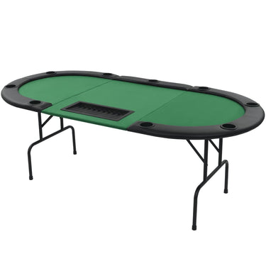 vidaXL 9-Player Folding Poker Table 3 Fold Oval Green-1