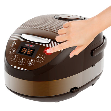 5 Core Asian Rice Cooker Brown 5.3Qt Digital Programmable 15-in-1 Ergonomic Large Touch Screen Electric Multi Cooker Slow Cooker Steamer -RC 0502-0