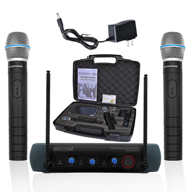 5 Core Professional Wireless Microphone System Dual w/ Case easy portability, 200FT Range 2 Handheld Dynamic Cordless Mics - WM 5CPGVX-0