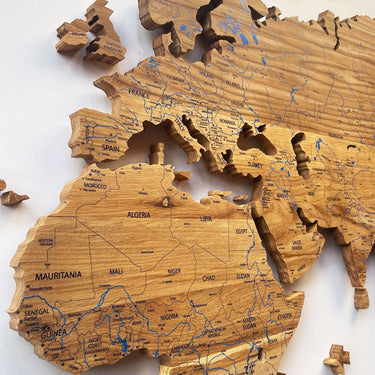 World map made of solid oak wood EXCLUSIVE Birdywing™-1