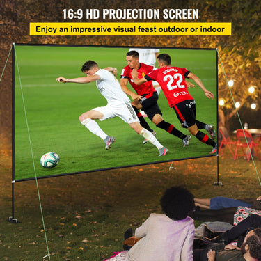 VEVOR Projector Screen with Stand 150inch Portable Movie Screen 16:9 4K HD Wide Angle Outdoor Projector Screen Stand Easy Assembly with Storage Bag for Home Theater Office Outdoor Use-0