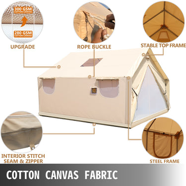 VEVOR Canvas Wall Tent 14X16ft, Wall Tent with PVC Storm Flap, Large Canvas Wall Tent Waterproof, Camping Canvas Tents With Stove Hole for 8-10 people Outdoor Camping Hiking Party Hunting-0
