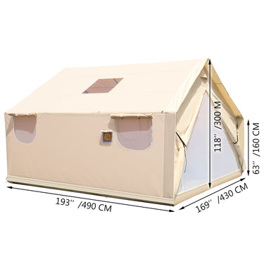 VEVOR Canvas Wall Tent 14X16ft, Wall Tent with PVC Storm Flap, Large Canvas Wall Tent Waterproof, Camping Canvas Tents With Stove Hole for 8-10 people Outdoor Camping Hiking Party Hunting-6