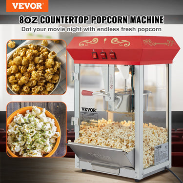 VEVOR Popcorn Popper Machine 8 Oz Countertop Popcorn Maker 850W 48 Cups Red-0