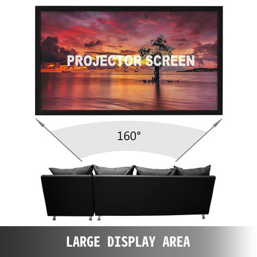 VEVOR Projector Screen Fixed Frame 110inch Diagonal 16:9 4K HD Movie Projector Screen with Aluminum Frame Projector Screen Wall Mounted for Home Theater Office Use-0