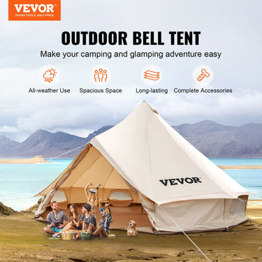 VEVOR Canvas Bell Tent, Waterproof & Breathable 100% Cotton Retro and Luxury Yurt with Stove Jack, 7m Diameter, Large Canopy Used in Summer, for Family Camping, Outdoor Glamping, Party in 4 Seasons-0
