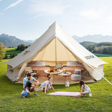 VEVOR Canvas Bell Tent, Waterproof & Breathable 100% Cotton Retro and Luxury Yurt with Stove Jack, 7m Diameter, Large Canopy Used in Summer, for Family Camping, Outdoor Glamping, Party in 4 Seasons-6