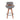 The Cosmo - Mid Century Counter Stool features a gray upholstered backrest, wooden frame, rounded armrests, four angled wooden legs, and a circular black metal footrest, shown from the back.