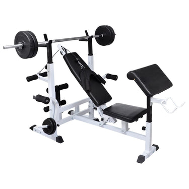 vidaXL Weight Bench with Weight Rack, Barbell and Dumbbell Set 264.6 lb-0