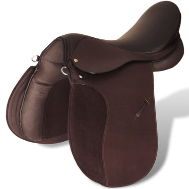 vidaXL Horse Riding Saddle Set 5-in-1 Real Leather 17.5"/16" Tack Set 2 Colors-20