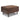 The Shay - Large Square Coffee Table Storage Ottoman features a brown leather finish, four dark wooden legs, tufted top, and a simple mid-century modern design, shown against a white background.