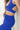 Cobalt blue cute sports bra with matching high waisted leggings made from eco friendly recycled plastic fabric by Ekoluxe sustainable loungewear brand