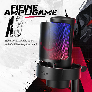 FIFINE Gaming USB Microphone with 3 RGB Modes/Monitor for Streaming
