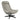 The Couch.com Piran Top Grain Leather Accent Chair features modern style, a high back, cushioned headrest, contoured seat, swivel function, faux leather in dark gray, and a five-leg black metal star-shaped base for a sleek look.