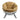 The Couch.com Pippin Top Grain Leather Rocking Chair features a modern look with a round, light brown faux leather cushion and a sturdy, silver metallic base with rivet details and angled metal legs for durability.