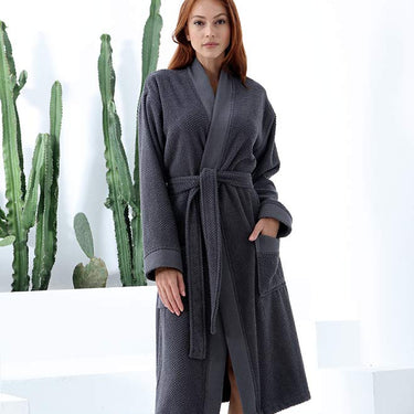 Women's Turkish Cotton Terry Kimono Robe - Luxurious Terry Cloth Bathrobe-10