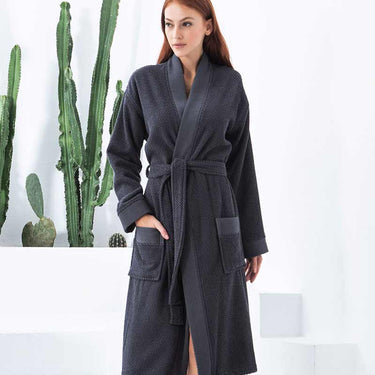Women's Turkish Cotton Terry Kimono Robe - Luxurious Terry Cloth Bathrobe-11