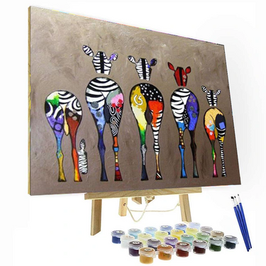 Zebra Family Paint By Number Painting Set-0