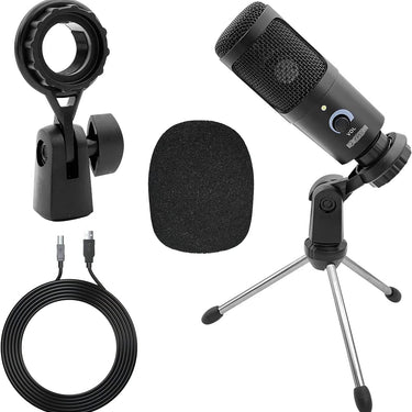 5 Core Professional Studio Recording Kit Podcast Equipment Bundle Includes Recording Microphone Cable Mini Tripod Shock Mount - RM BLK TRI-0