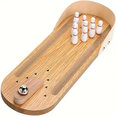 Vibe Geeks Interactive Toy Mini Bowling Set Tabletop Game - Wooden-0