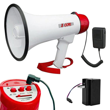 5 Core Megaphone Bull Horn 40W Peak Loud Siren Noise Maker Rechargeable  Professional Bullhorn PA Speaker System w Recording USB SD Card Adjustable Volume for Coaches Speeches Events Battery Included - 20RF WB-0