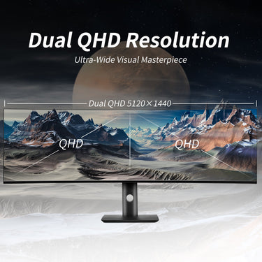 Rehisk RE-495KV1- 49-Inch Ultra-Wide Dual QHD(5120 x 1440) Curved Gaming Monitor with 75Hz-1