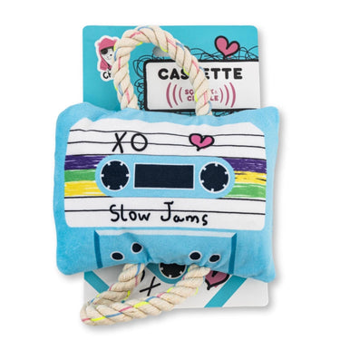 Retro Cassette Tape Plush Crinkle and Squeaker Dog Toy-0