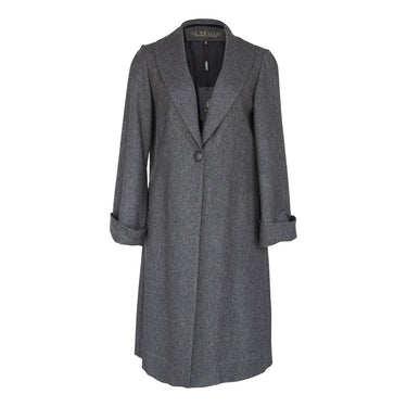 Worsted Flannel Long Trench Coat - Gray-0