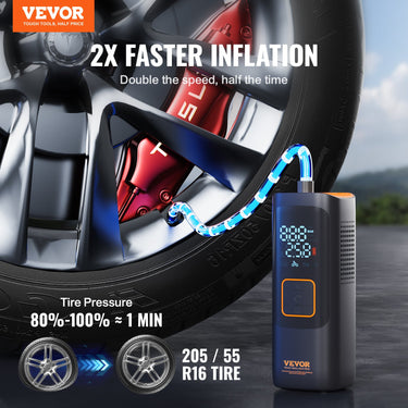 VEVOR Tire Inflator Portable Air Compressor 7800mAh 2X Faster 160PSI Auto-Off-0