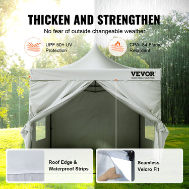VEVOR 10x10 FT Pop up Canopy with Removable Sidewalls, Instant Canopies Portable Gazebo & Wheeled Bag, UV Resistant Waterproof, Enclosed Canopy Tent for Outdoor Events, Patio, Backyard, Party, Camping-1