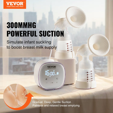 VEVOR Breast Pump Double Electric Breast Pumps 4 Mode & 16 Level 300mmHg Suction-0