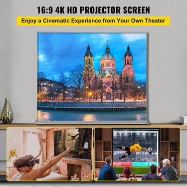 VEVOR Projector Screen, 120" 16:9, Manual Pull Up Projector Screen, Portable Floor-Rising Screen 4K/8K Ultra HDR, Indoor Outdoor Movie Screen w/ Storage Bag for Home Backyard Theater Office-0