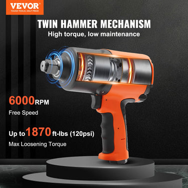 VEVOR Air Impact Wrench 3/4" Square Drive 1870ft-lb Nut-busting Torque 90-120PSI-0