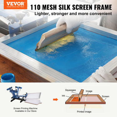 VEVOR Screen Printing Kit, 2 Pieces Aluminum Silk Screen Printing Frames 8x10/10x14in 110 Count Mesh, 2 Tapes and Screen Printing Squeegees and Transparency Films for T-shirts DIY Printing-0
