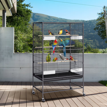 VEVOR 52 inch Standing Large Bird Cage, Wrought Iron Flight Bird Cage for Parakeets, Cockatiels, Parrots, Macaw with Rolling Stand and Tray-6
