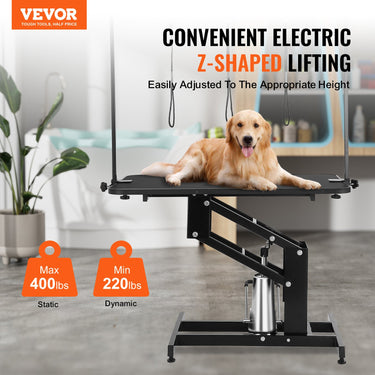 VEVOR 43" Hydraulic Pet Grooming Table, Heavy Duty Dog Grooming Arm for Medium/ Small Dogs, Height Adjustable Dog Grooming Station, Anti Slip Tabletop /Dog Grooming Station, Max Bearing 400LBS-0